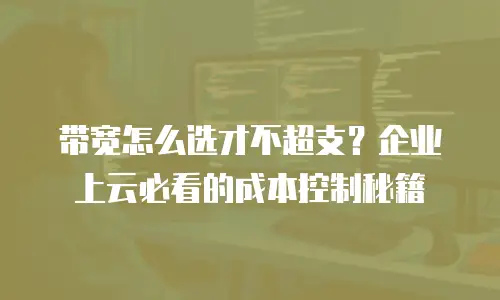 带宽怎么选才不超支？企业上云必看的成本控制秘籍