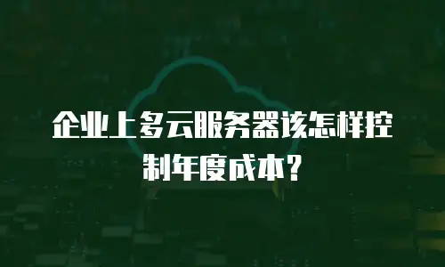 企业上多云服务器该怎样控制年度成本？