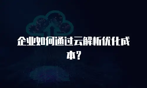 企业如何通过云解析优化成本？