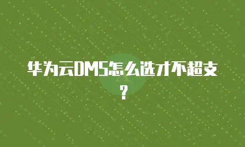 华为云DMS怎么选才不超支？