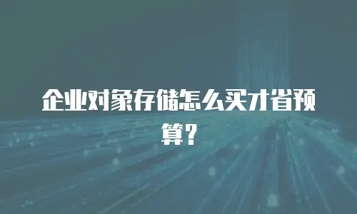 企业对象存储怎么买才省预算？