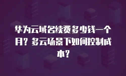 华为云域名续费多少钱一个月？多云场景下如何控制成本？