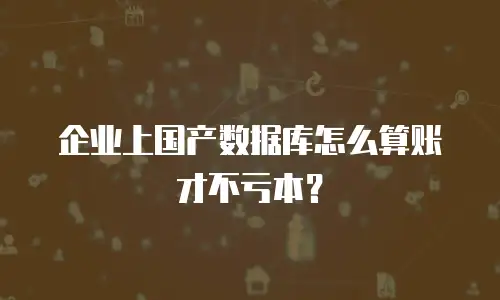 企业上国产数据库怎么算账才不亏本？