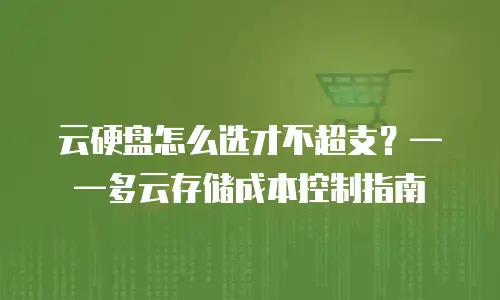 云硬盘怎么选才不超支？&mdash;&mdash;多云存储成本控制指南