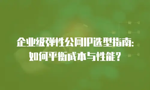 企业级弹性公网IP选型指南：如何平衡成本与性能？