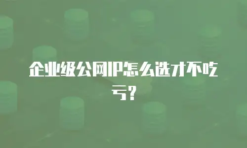 企业级公网IP怎么选才不吃亏？