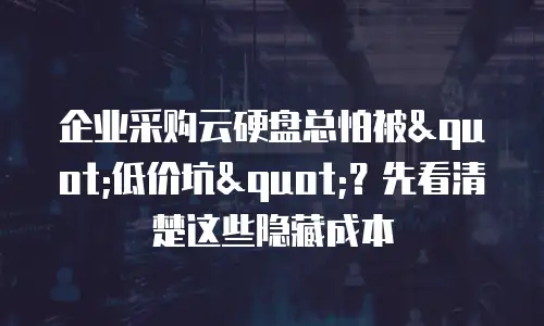 企业采购云硬盘总怕被"低价坑"？先看清楚这些隐藏成本