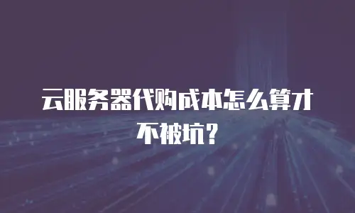 云服务器代购成本怎么算才不被坑？