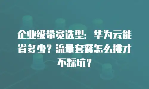 企业级带宽选型：华为云能省多少？流量套餐怎么挑才不踩坑？