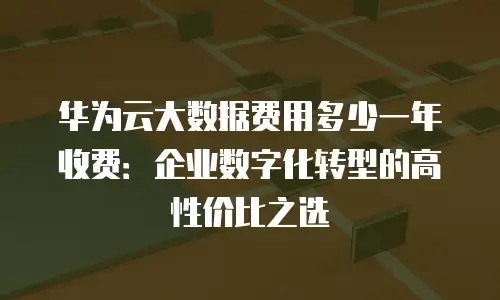 华为云大数据费用多少一年收费：企业数字化转型的高性价比之选