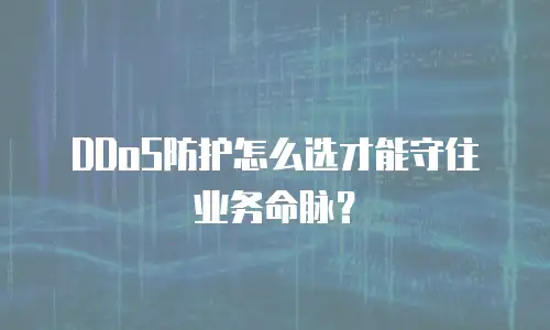 DDoS防护怎么选才能守住业务命脉？
