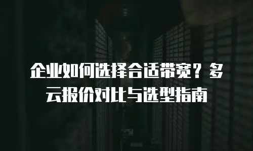 企业如何选择合适带宽？多云报价对比与选型指南