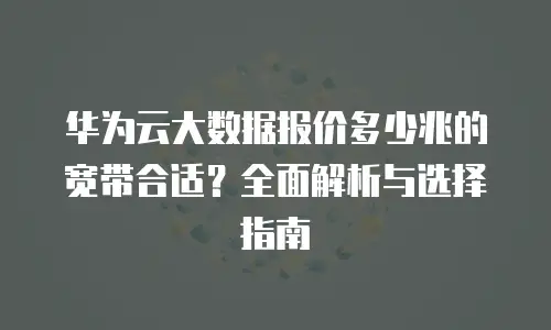 华为云大数据报价多少兆的宽带合适？全面解析与选择指南