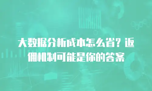 大数据分析成本怎么省？返佣机制可能是你的答案