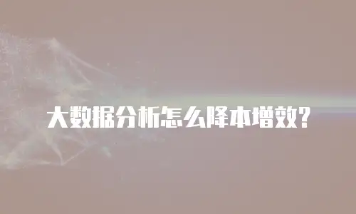 大数据分析怎么降本增效？