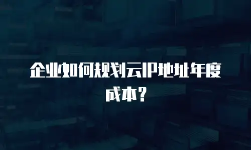 企业如何规划云IP地址年度成本？