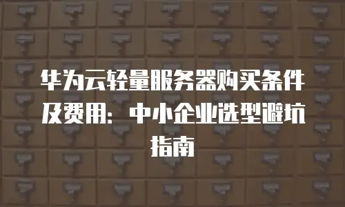 华为云轻量服务器购买条件及费用：中小企业选型避坑指南