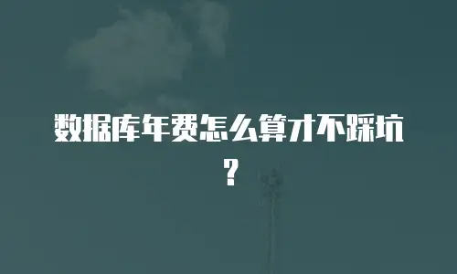 数据库年费怎么算才不踩坑？