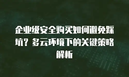 企业级安全购买如何避免踩坑？多云环境下的关键策略解析