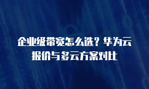 企业级带宽怎么选？华为云报价与多云方案对比