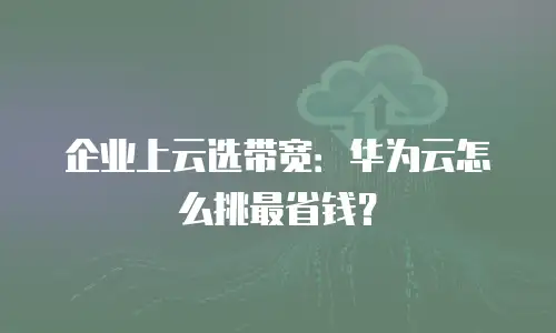 企业上云选带宽：华为云怎么挑最省钱？