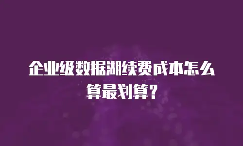 企业级数据湖续费成本怎么算最划算？