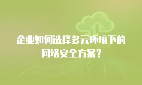 企业如何选择多云环境下的网络安全方案？
