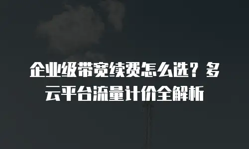 企业级带宽续费怎么选？多云平台流量计价全解析