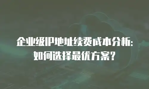 企业级IP地址续费成本分析：如何选择最优方案？