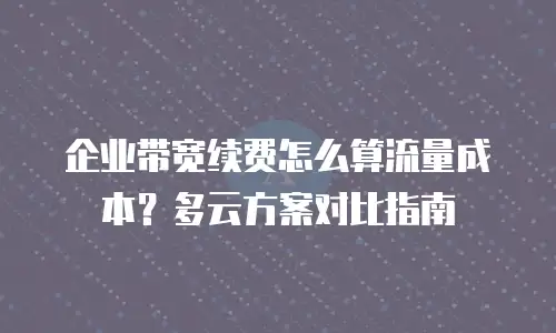 企业带宽续费怎么算流量成本？多云方案对比指南