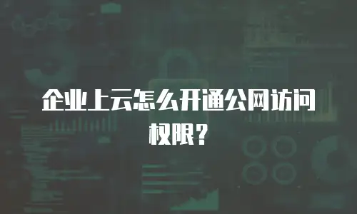 企业上云怎么开通公网访问权限？