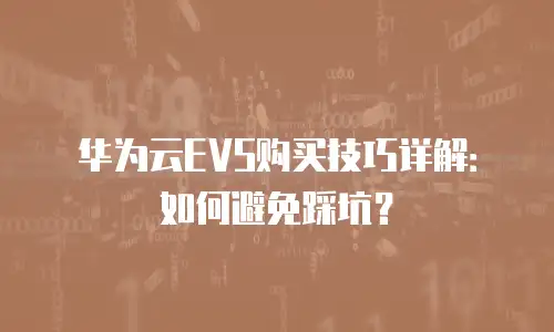 华为云EVS购买技巧详解：如何避免踩坑？