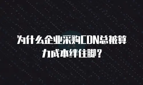 为什么企业采购CDN总被算力成本绊住脚？