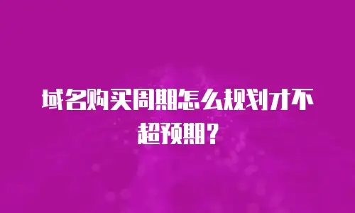 域名购买周期怎么规划才不超预期？