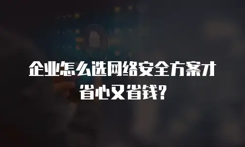 企业怎么选网络安全方案才省心又省钱？