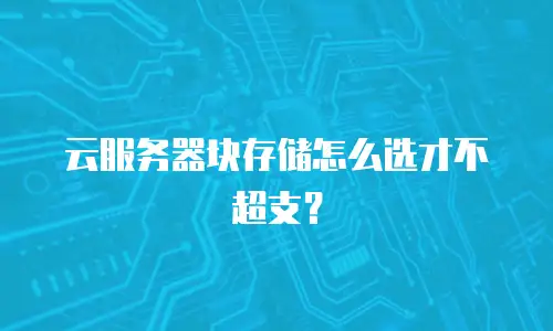 云服务器块存储怎么选才不超支？