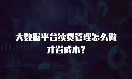 大数据平台续费管理怎么做才省成本？