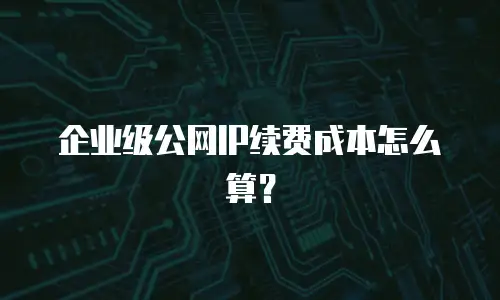 企业级公网IP续费成本怎么算？