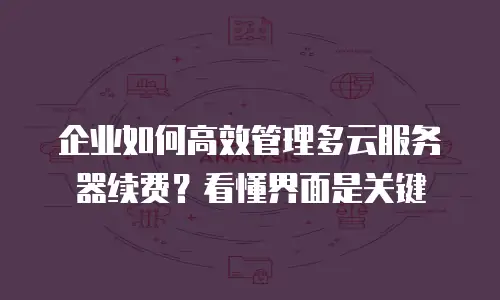 企业如何高效管理多云服务器续费？看懂界面是关键