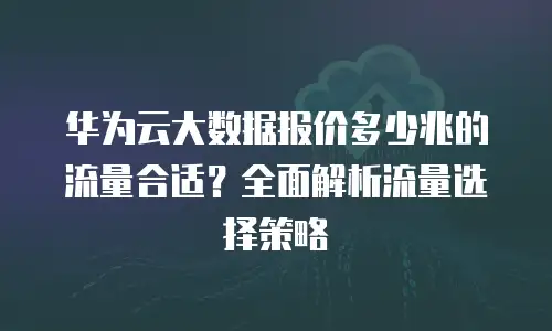 华为云大数据报价多少兆的流量合适？全面解析流量选择策略