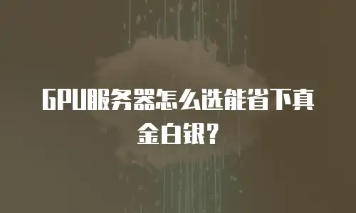 GPU服务器怎么选能省下真金白银？