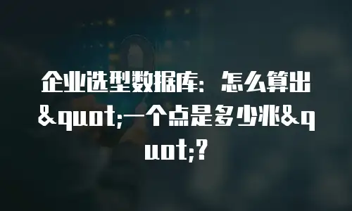 企业选型数据库：怎么算出"一个点是多少兆"？