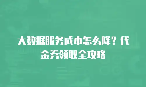大数据服务成本怎么降？代金券领取全攻略