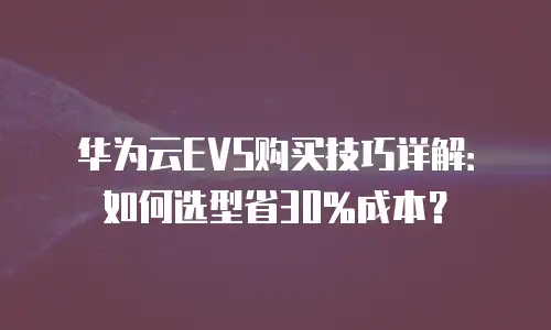 华为云EVS购买技巧详解：如何选型省30%成本？