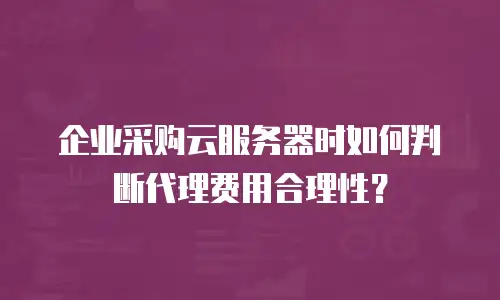 企业采购云服务器时如何判断代理费用合理性？