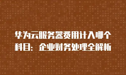 华为云服务器费用计入哪个科目：企业财务处理全解析