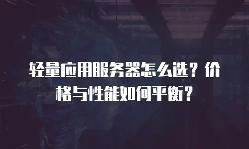 轻量应用服务器怎么选？价格与性能如何平衡？