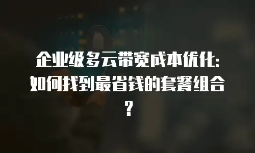企业级多云带宽成本优化：如何找到最省钱的套餐组合？
