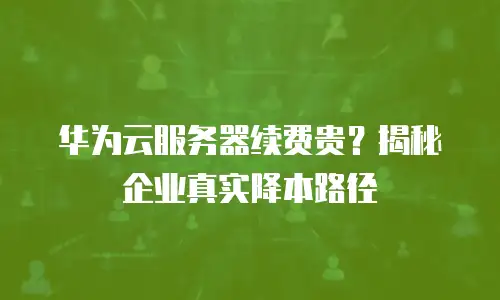 华为云服务器续费贵？揭秘企业真实降本路径