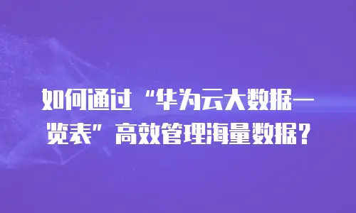 如何通过&ldquo;华为云大数据一览表&rdquo;高效管理海量数据？